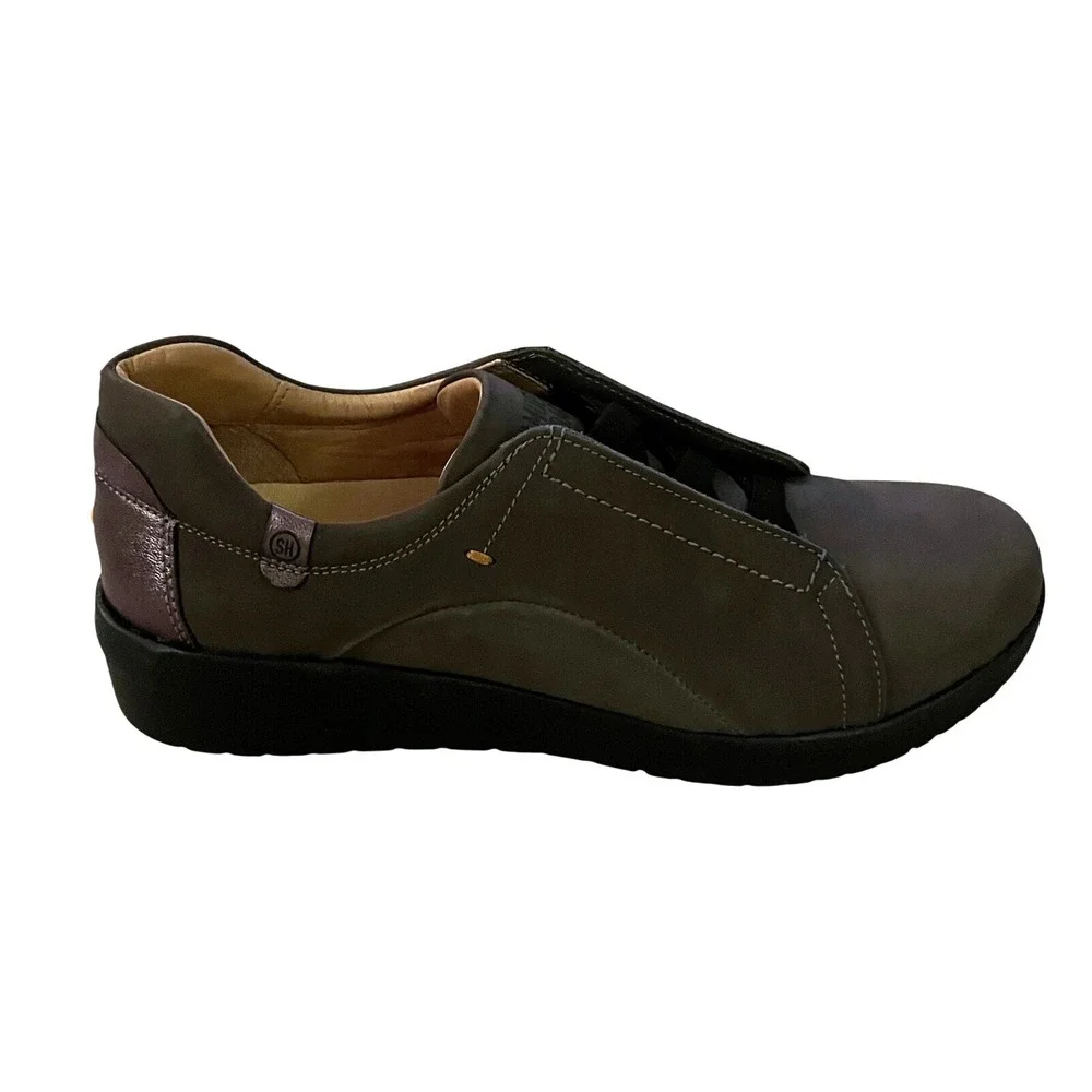 Samuel Hubbard NEW Women's Sneaker Style Comfort Shoes Gray Leather Slip On- 8‎